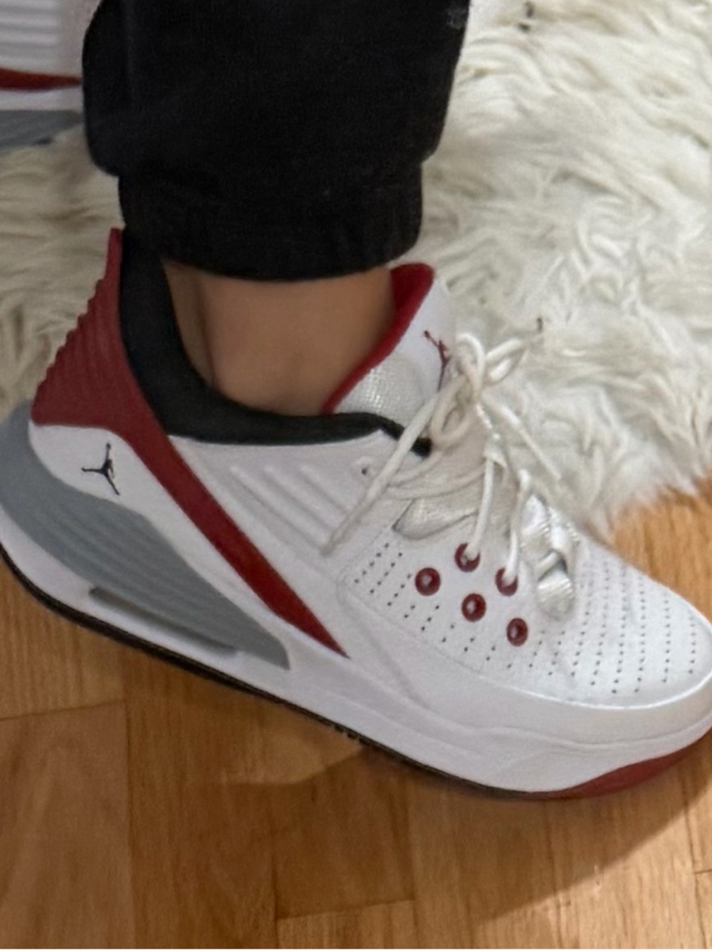 Jordan White and Red High-Top Basketball Sneakers
